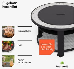 Blumfeldt Merano Circolo 3 az 1-ben, tűzrakóhely grill funkcióval, használható asztalként, 87 cm-es átmérő