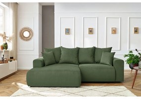 Zöld bársony sarokkanapé Enjoy – Bobochic Paris
