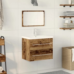 Mosdókagylós szekrény fiókkal 2 pcs Öreg fa 60 x 38.5 x 48 cm