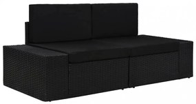 vidaXL 2 személyes fekete elemes polyrattan kanapé