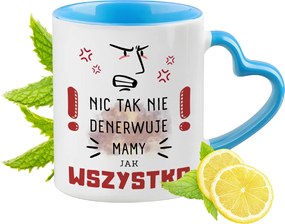 Anyának Kék Bögre Szív Alakú Füllel Ajándék Nyomtatott