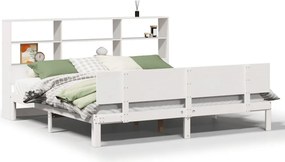 vidaXL fehér tömör fenyőfa könyvespolcos ágy matrac nélkül 180x200 cm
