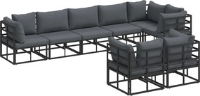 vidaXL Kerti Kanapé Szett párnával 8 pcs Fekete Alumínium