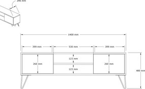 Hare White and Anthracite TV-asztal