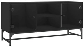 fekete TV-szekrény üvegajtókkal 102 x 37 x 50 cm