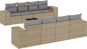vidaXL 9 részes bézs polyrattan kerti ülőgarnitúra párnákkal