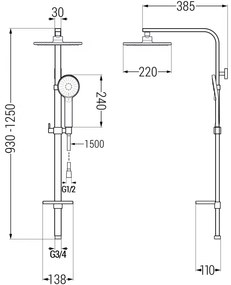 Mexen - Q40 zuhanygarnitúra felső fejjel 220 mm, króm, 798404095-00