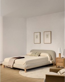 Bézs kárpitozott franciaágy ágyrács nélkül 160x200 cm Odina – Kave Home