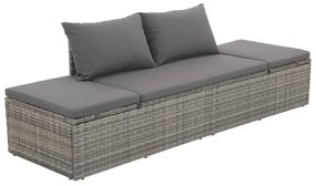 Szürke polyrattan kültéri nyugágy hát- és ülőpárnákkal