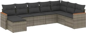 vidaXL 8 részes szürke polyrattan kerti ülőgarnitúra párnákkal