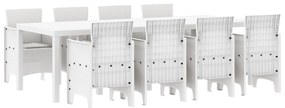 vidaXL Kert étkező szett 9 pcs Fehér Polipropilén