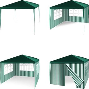 GARTHEN Kerti sátor zöld 3 x 3 m + 2 oldalfal