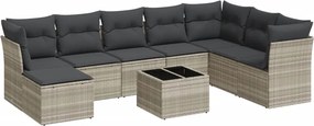vidaXL 9 részes világosszürke polyrattan kerti ülőgarnitúra párnával