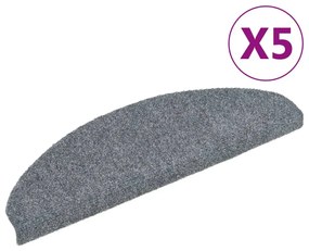 5 db világosszürke lyukasztott öntapadó lépcsőszőnyeg 65x21x4cm