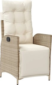 vidaXL bézs polyrattan dönthető kerti szék lábtartóval