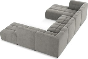 Szürke bársony sarokkanapé (U alakú) Aloha – Makamii