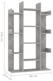 betonszürke szerelt fa könyvszekrény 86 x 25,5 x 140 cm