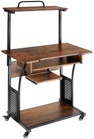 tectake 404726 íróasztal fife 80x65,5x130,5cm - ipari sötét fa