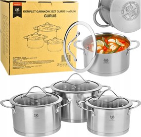 Edénykészlet 6EL Rozsdamentes Acél Indukciós Gáz Edények 18/0