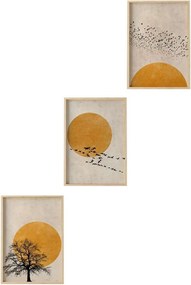 Huhu147 keretezett MDF falikép, 50 x 70 cm, 3 db-os szett