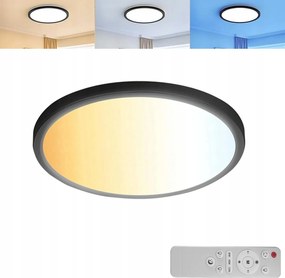 Mennyezeti lámpa Led Plafon Fényerőszabályozható 29cm Kerek Fekete Távirányító panel Kicsi