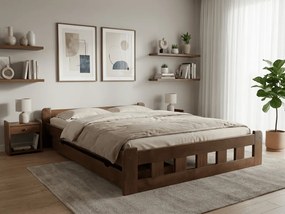 Naomi magasított ágy 160x200 cm, tölgyfa Ágyrács: Léces ágyrács, Matrac: Deluxe 10 cm matrac