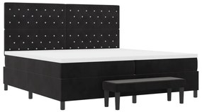 Box spring ágy matraccal és padal fekete 200x200 cm velúr