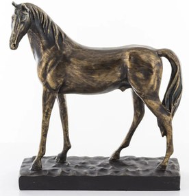 Dekorfigura Horse Műanyag Réz, Barna, Fekete 28x24x8,5cm