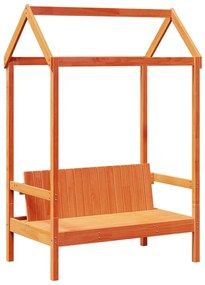 viaszbarna tömör fenyőfa pad tetővel 117,5 x 70 x 176,5 cm