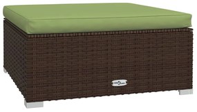 vidaXL barna polyrattan kerti lábtartó párnával 70 x 70 x 30 cm