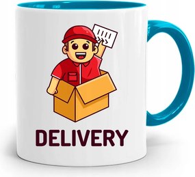 Kék Bögre Futárnak Express Delivery nyomtatott fényképpel