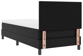Boxspring ágy matraccal – fekete, 90x200 cm, műbőr