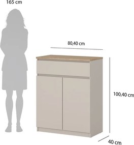 Krémszínű komód 80x100x40 cm Naia – Tvilum