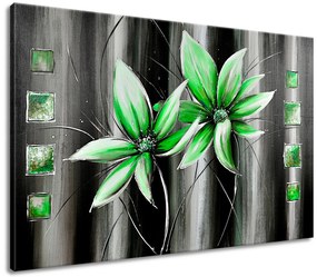Gario Kézzel festett kép Gyönyöru zöld virágok Méret: 120 x 80 cm