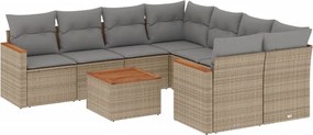 vidaXL 9 részes vegyes bézs polyrattan kerti ülőgarnitúra párnákkal