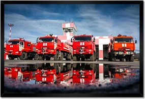 Poszterek keretben 60x40 Tűzoltóautók a tűzoltóságon