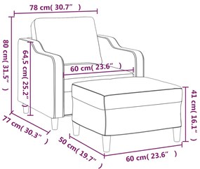 vidaXL tópszínű szövet kanapéfotel lábtartóval 60 cm