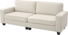 HOMCOM 3-Fős Kanapé, Karfás Kanapé, Háttámlás Párnákkal, Nappali Kanapé, Bordás Borítással, Rugós Maggal, Kárpitozott Kanapé Hálószobára 227 x 84 x 87