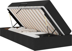 vidaXL Ágy tárolóval és matraccal Fekete 90 x 190 cm Poliészter