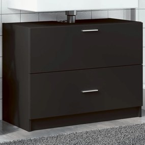 Fekete szerelt fa mosdószekrény 78 x 37 x 59 cm