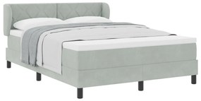 Box spring ágy matraccal, világosszürke, 140x190 cm, bársony