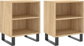 vidaXL 2 db sonoma tölgy színű szerelt fa éjjeliszekrény 40x30x50 cm