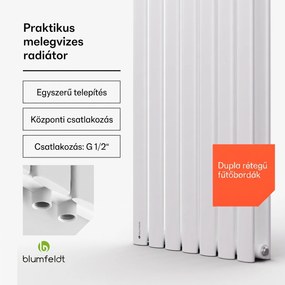 Blumfeldt Tallheo, 41 x 180, radiátor, fürdőszoba radiátor, csőradiátor, 1435 W, melegvizes, 1/2