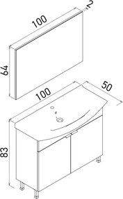 Purus mosdószekrény, 100 cm – TR785PNC1667