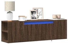 barna tölgyszínű fali TV-szekrény LED-del 135x31x39,5 cm