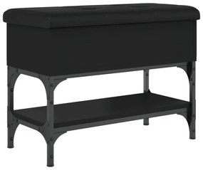 fekete szerelt fa cipőtároló pad 62 x 32 x 45 cm