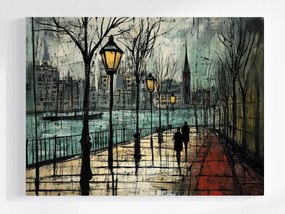 Vászonkép Canvas Város Folyó Utca Sétány Emberek Séta 100x75