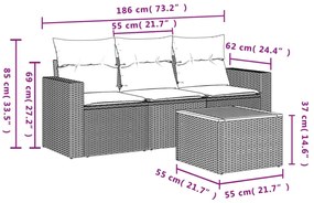 4 részes szürke polyrattan kerti ülőgarnitúra párnával