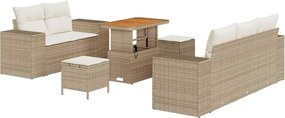vidaXL Kerti Kanapé Szett párnával 8 pcs Beige és krém Poly Rattan