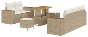 vidaXL Kerti Kanapé Szett párnával 8 pcs Beige és krém Poly Rattan